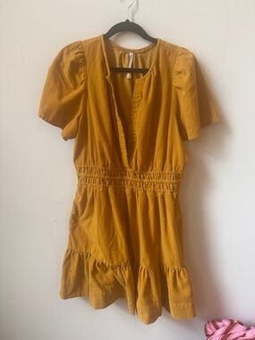 Anthropologie Mustard Yellow Peasant Neck dress